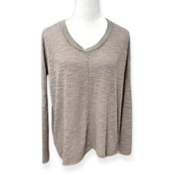 Cherish Sweaters - Cherish Long Sleeve Sweater Pullover Marled Design V Neck Boxy Knit Brown Small